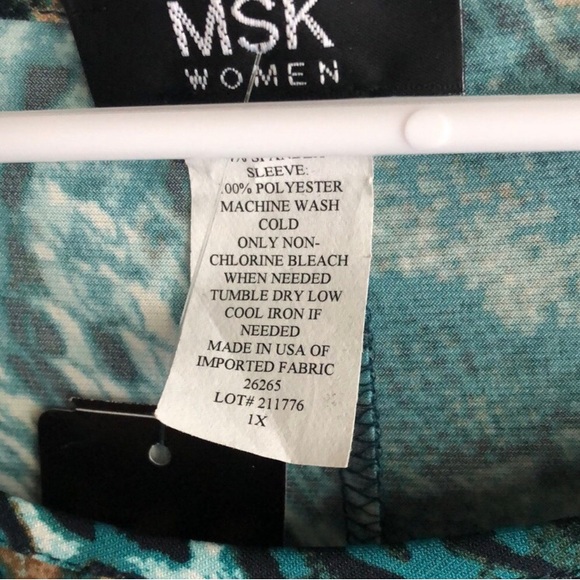 New MSK Animal print Bell sleeve Green multicolor Dress - Picture 6 of 16